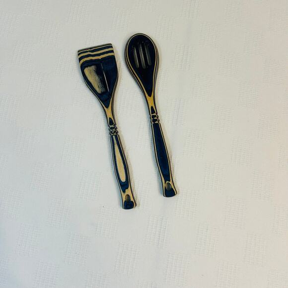 Spatula and Slotted Spoon Pakkawood Cobalt 12" Island Bamboo - Picture 3 of 5